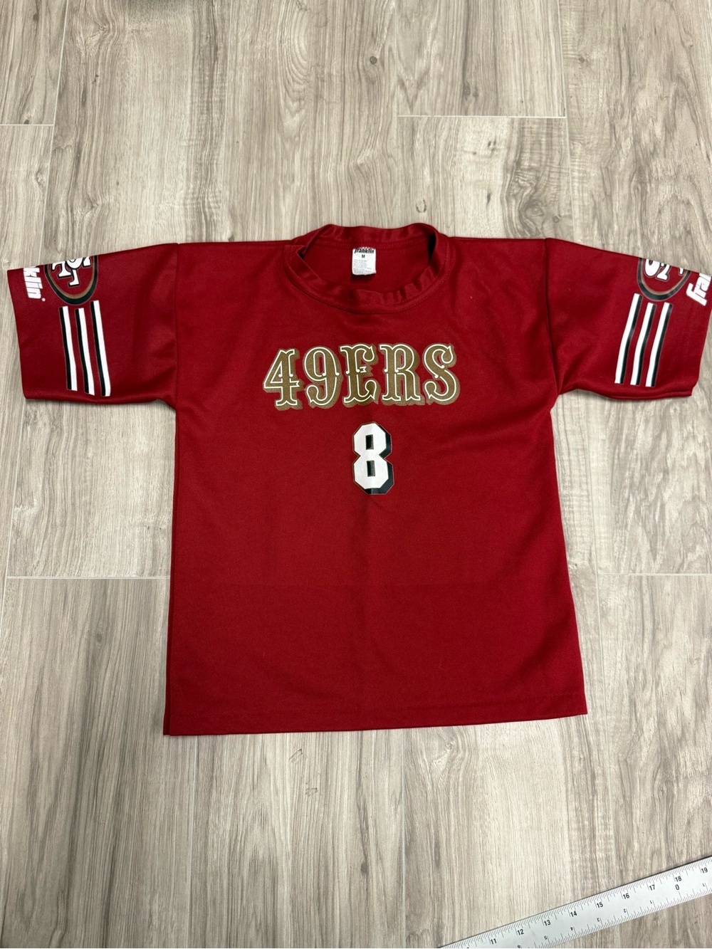 San Francisco 49ers Vintage 90s Franklin Kids Red #8 Short Sleeve Jersey Top